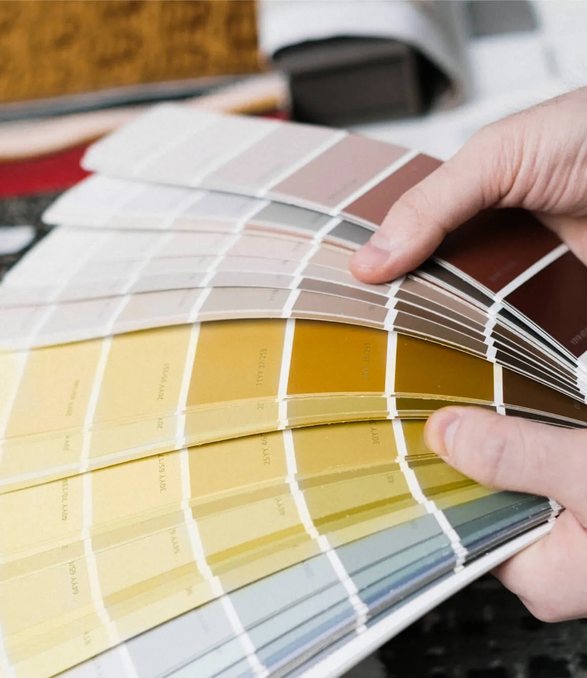 Photo depicting paint color fan for interior design | Jake Aspinwall Design, Bainbridge Island